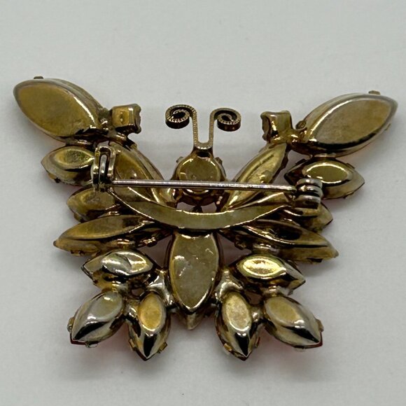 Vintage Juliana Butterfly Brooch Orange Amber Rhinestone DeLizza & Elster #1795 - Picture 7 of 16